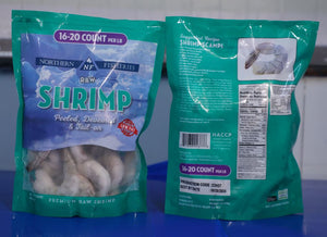 16/20CT Raw P&D Tail-On Shrimp  (10Pack X 1lb bags)